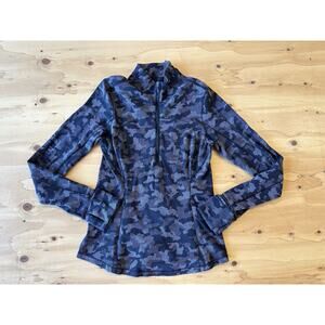 Lululemon Run Briskly Half-Zip Womens 8 Camo Jacquard Black Lunar Rock W3EE6S 2